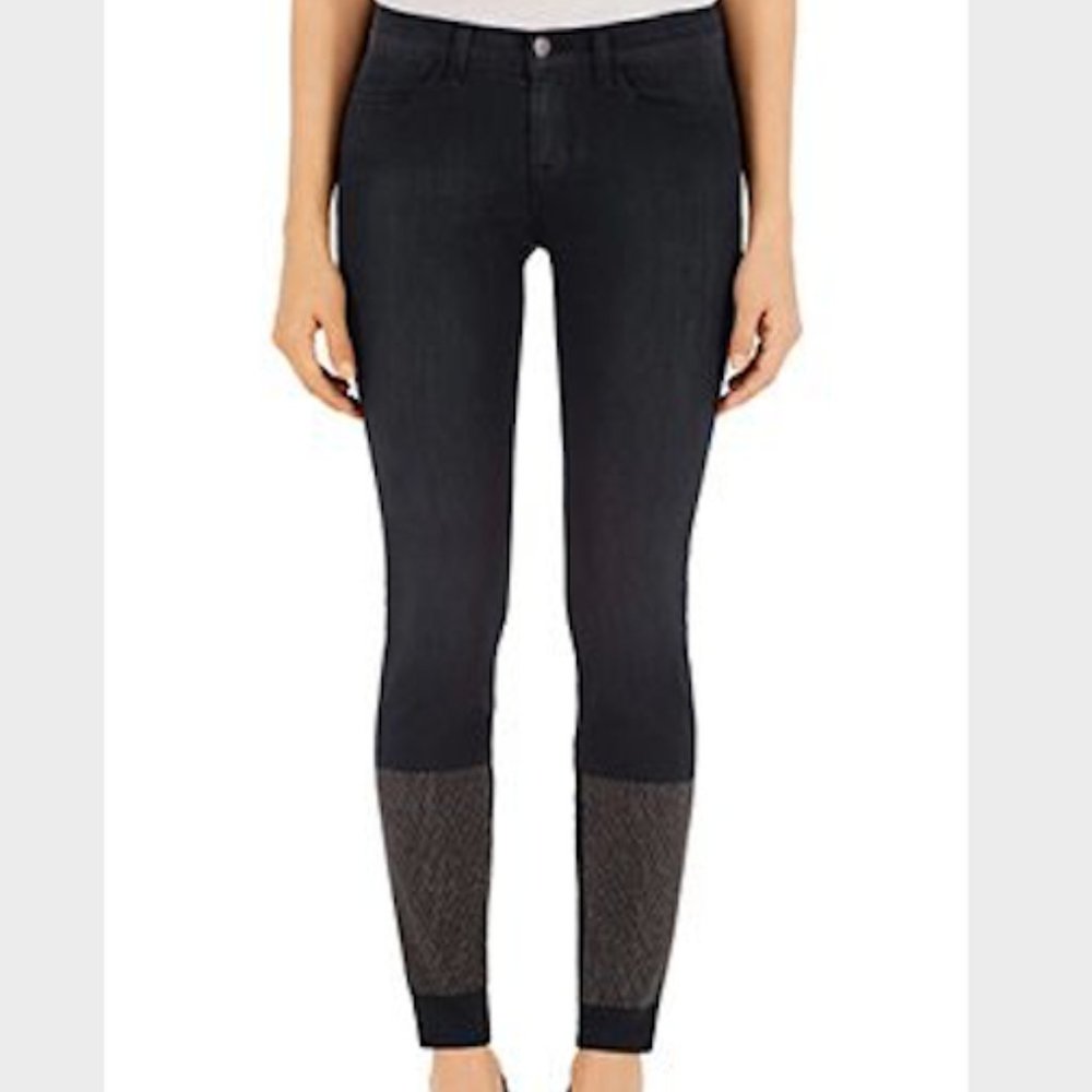 J Brand Mid-Rise Black Studded Skinny Jeans